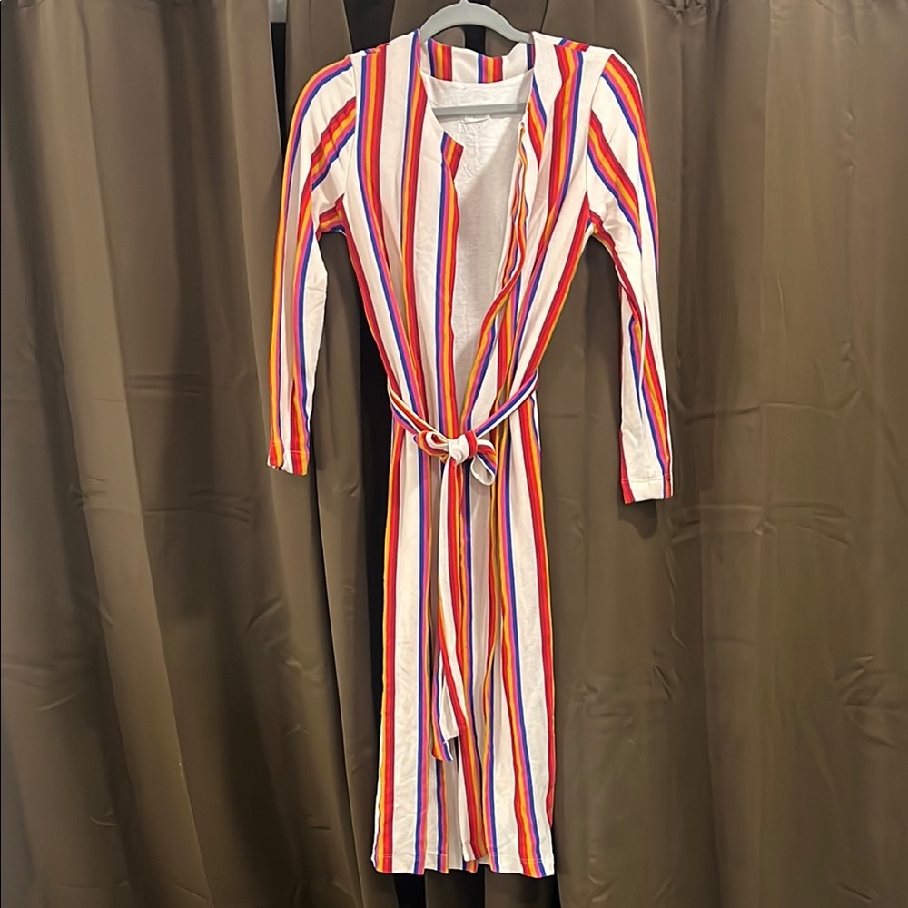 Striped Multicolor Wrap with Belt -S